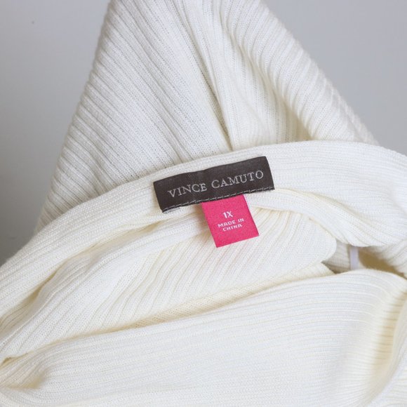 NWT Vince Camuto Pearl Ivory Ribbed Side-Twist Three-Quarter Sleeve Sweater - 1X - Picture 5 of 5